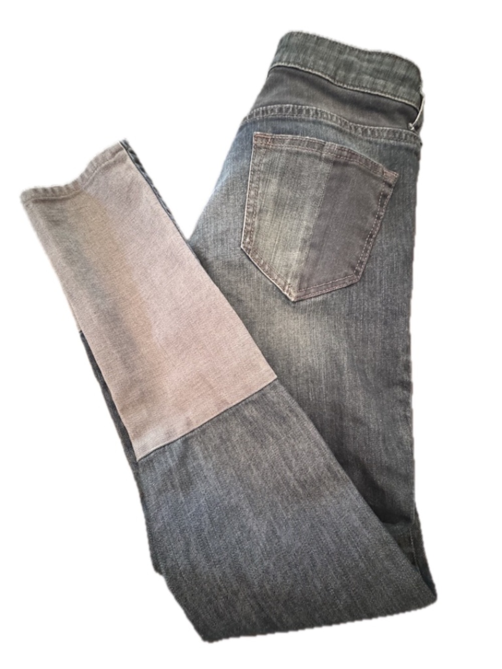 Edun Patchwork Straight Leg Jeans Waist 26 Inseam 30 Stretch Denim Bono